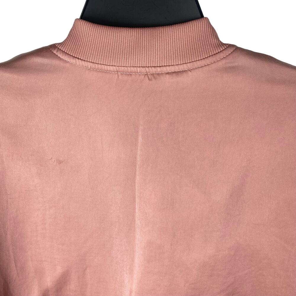 Love Tree Shiny Zip Up Bomber Jacket Pink Sheen Womens Size Large - Picture 15 of 15